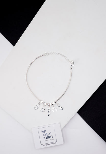 Pulsera Nara Silver Con Baño de Oro Blanco