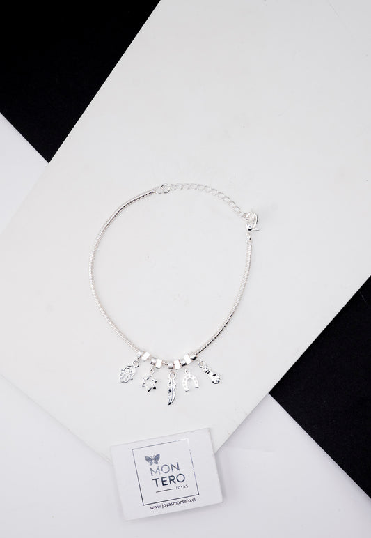 Pulsera Nara Silver Con Baño de Oro Blanco