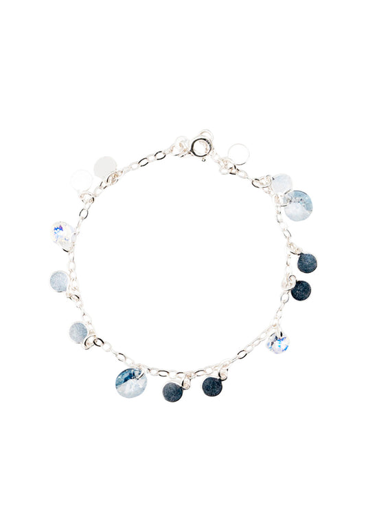 Pulsera Rumania Plata Italiana 925 Cristal Genuino Blue Shade