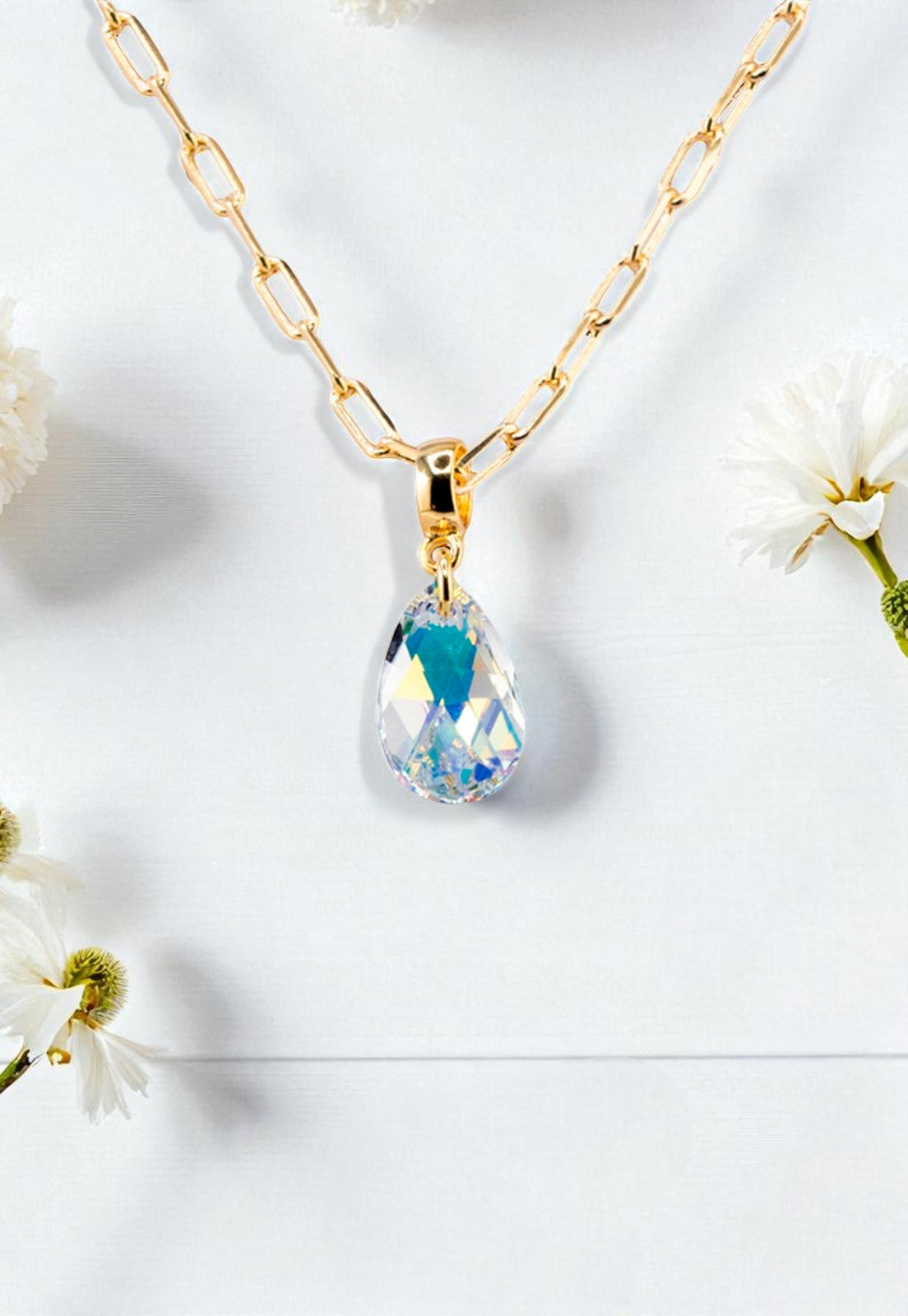 Collar Chiara Palermo Gold 24K Cristal Genuino Aurora Boreal