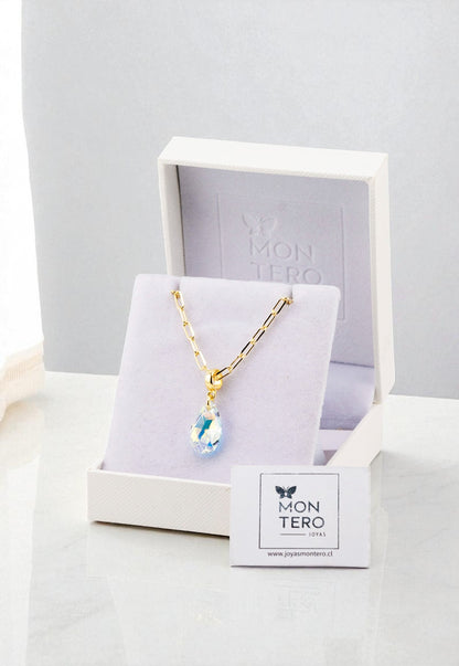 Collar Chiara Palermo Gold 24K Cristal Genuino Aurora Boreal