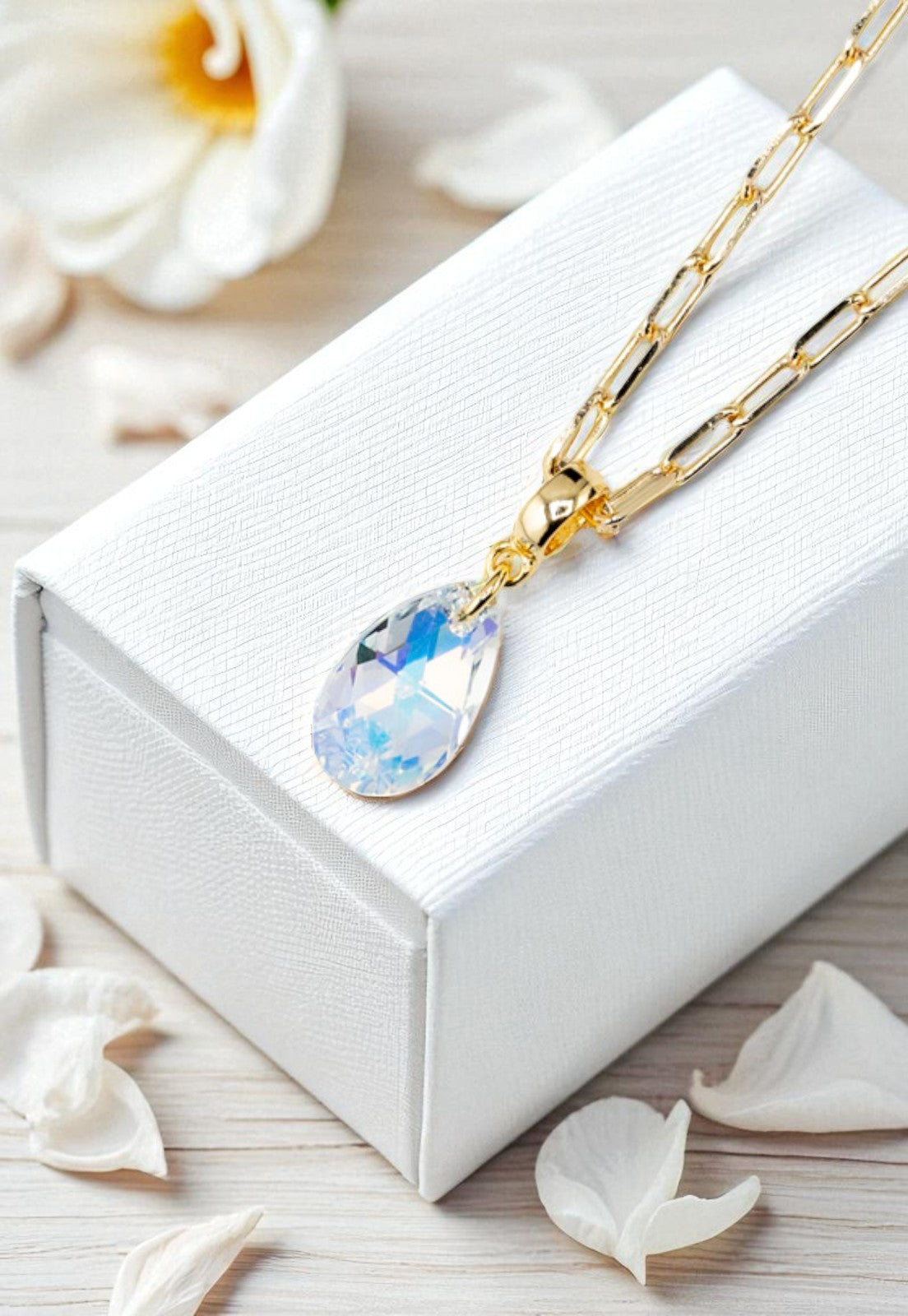 Collar Chiara Palermo Gold 24K Cristal Genuino Aurora Boreal