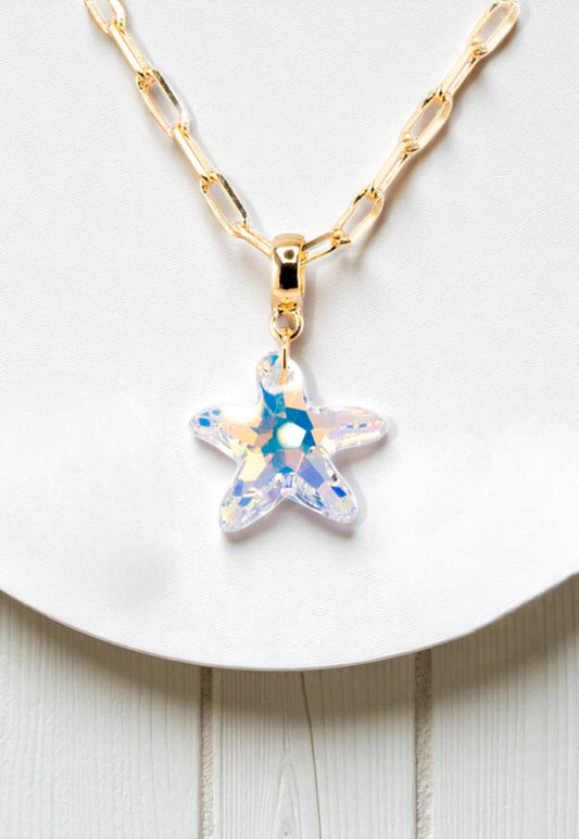 Collar Chiara Sicilia Gold 24K Cristal Genuino Aurora Boreal