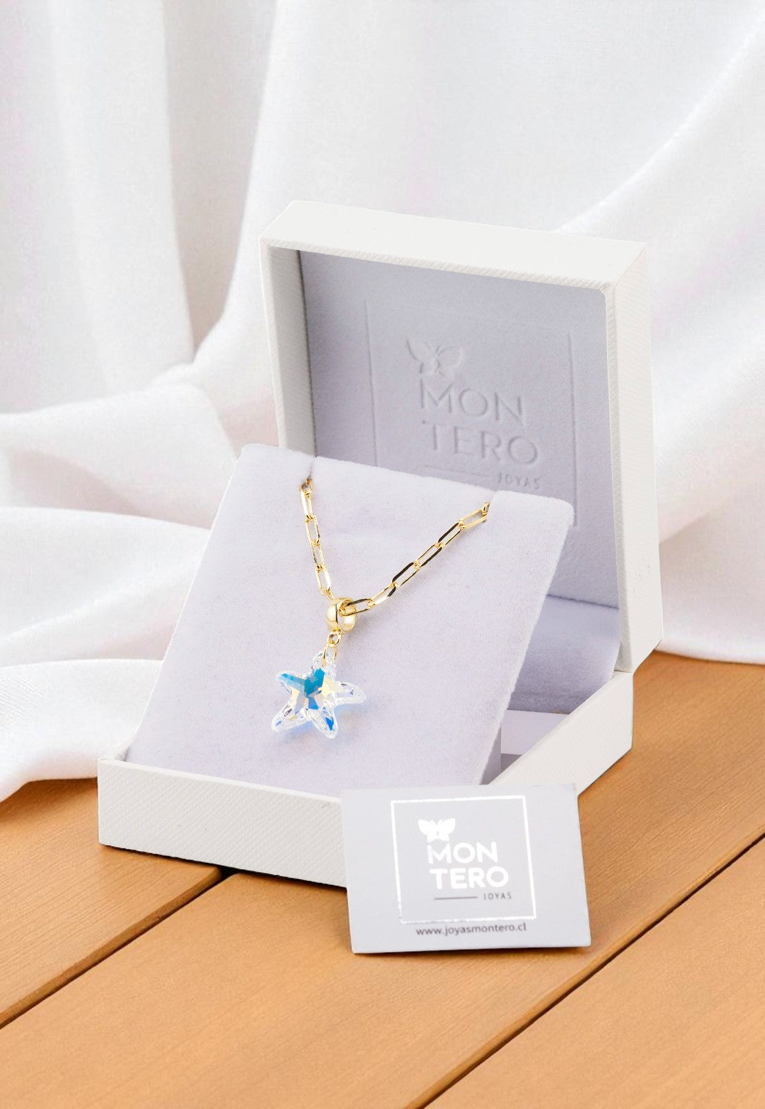 Collar Chiara Sicilia Gold 24K Cristal Genuino Aurora Boreal