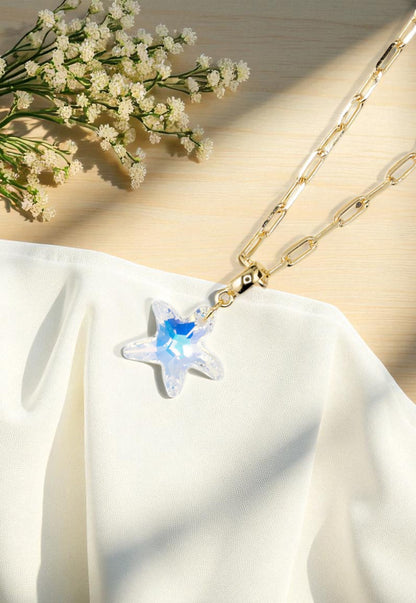 Collar Chiara Sicilia Gold 24K Cristal Genuino Aurora Boreal