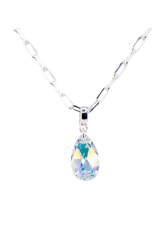 Collar Chiara Palermo Baño Oro Blanco Cristal Swarovski® Aurora Boreal