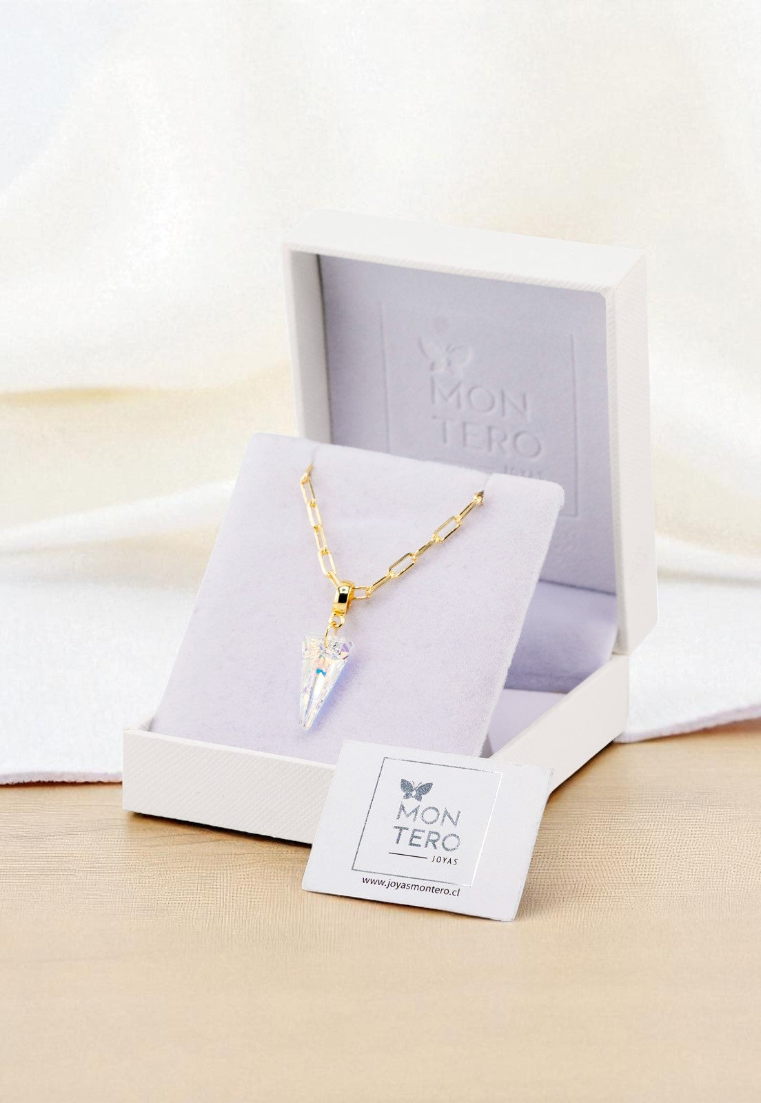 Collar Chiara Roma Gold 24K Cristal Genuino Aurora Boreal