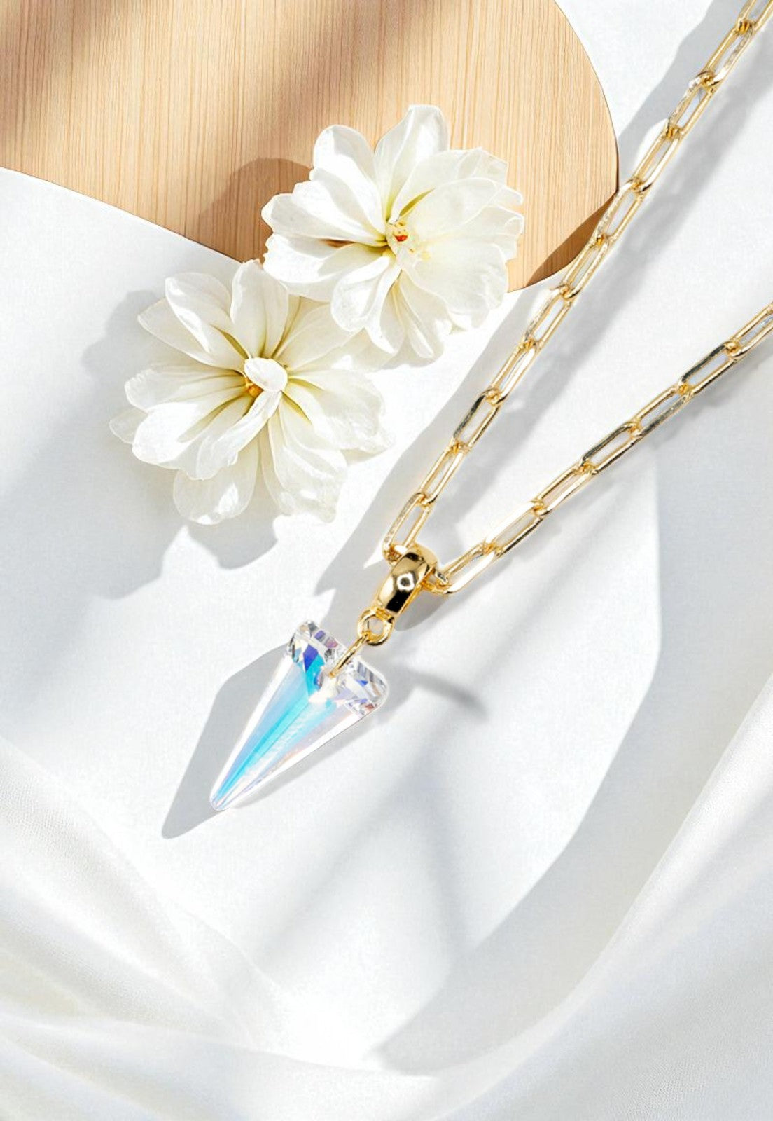 Collar Chiara Roma Gold 24K Cristal Genuino Aurora Boreal