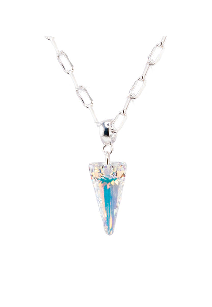 Collar Chiara Roma Baño Oro Blanco Cristal Genuino Aurora Boreal