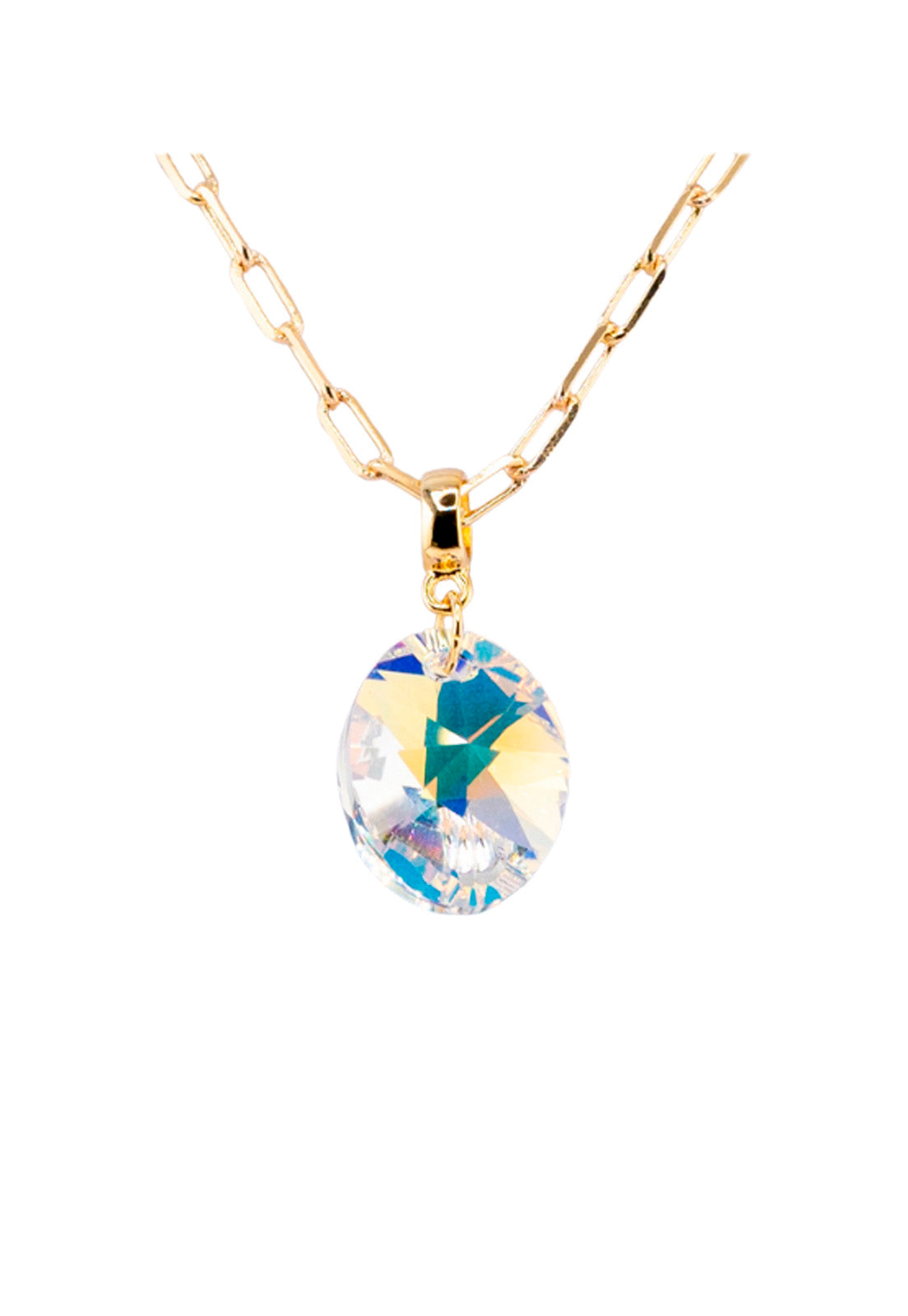 Collar Chiara Praga Gold 24K Cristal Genuino Aurora Boreal