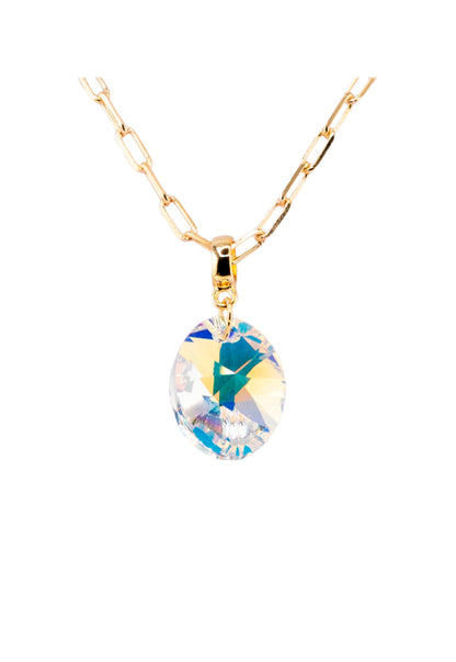 Collar Chiara Praga Gold 24K Cristal Genuino Aurora Boreal