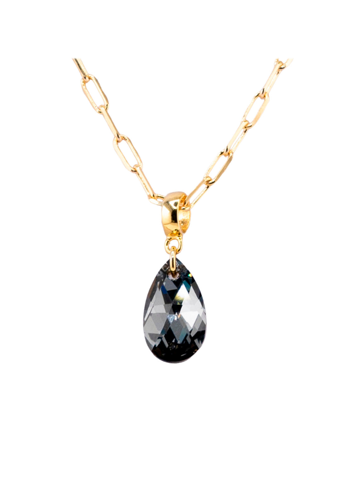 Collar Chiara Palermo Gota Gold 24K Cristal Genuino Silver Night