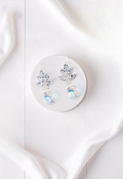 Aros Penelope Baño Oro Blanco Cristal Swarovski® Aurora Boreal