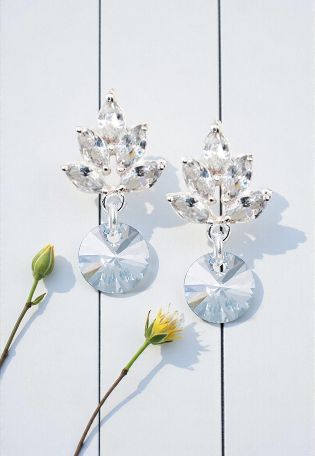 Aros Penelope Baño Oro Blanco Cristal Swarovski® Blue Shade