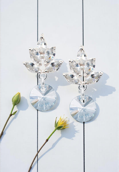 Aros Penelope Baño Oro Blanco Cristal Swarovski® Blue Shade
