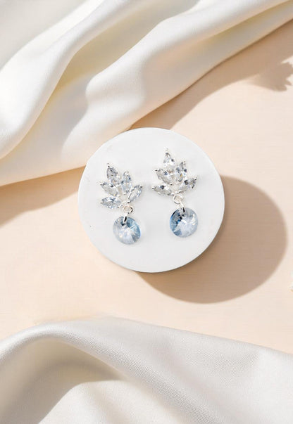 Aros Penelope Baño Oro Blanco Cristal Swarovski® Blue Shade