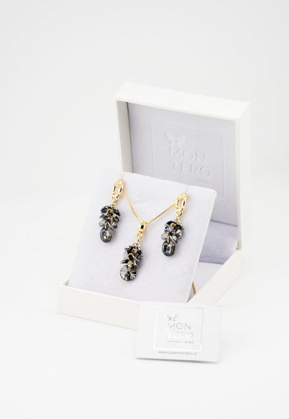 Conjunto Serena Gold 24K  Cristal Swarovski® Silver Night