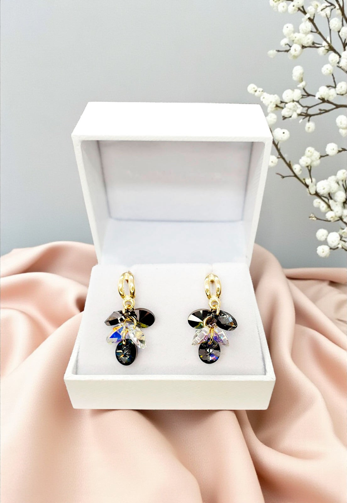 Conjunto Rafaela Gold Cristales Genuinos Silver Night