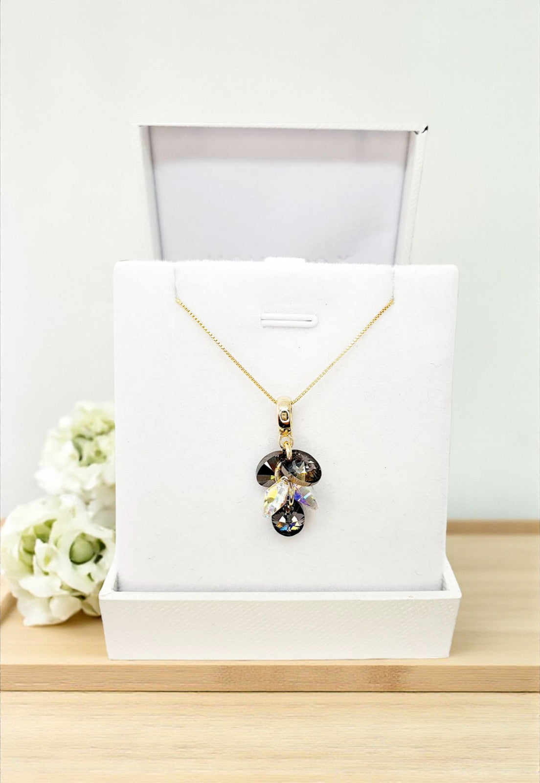 Conjunto Rafaela Gold Cristales Genuinos Silver Night