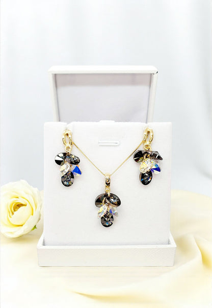 Conjunto Rafaela Gold Cristales Genuinos Silver Night