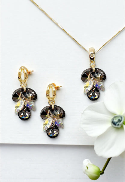 Conjunto Rafaela Gold Cristales Genuinos Silver Night