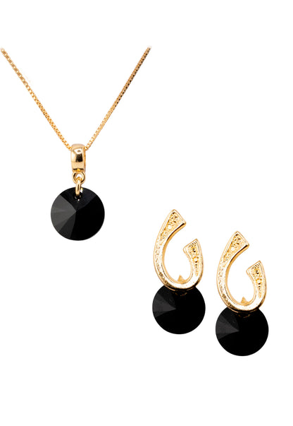 Conjunto Fernanda Gold 24k Cristal Genuino Jet