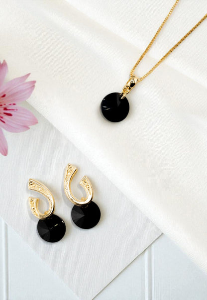 Conjunto Fernanda Gold 24k Cristal Genuino Jet