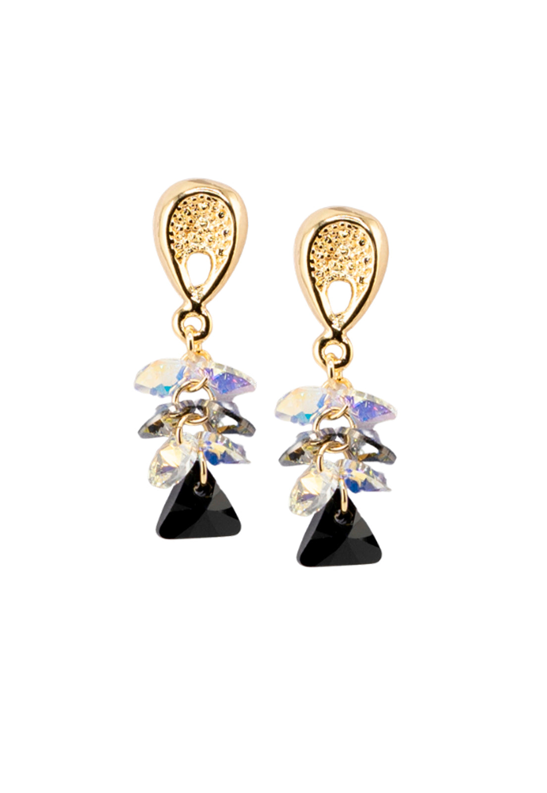 Aros Magnolia Baño de Oro 24k y Cristales Silver Night