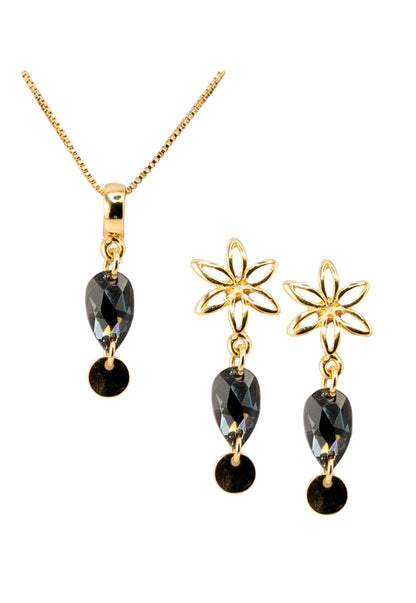 Conjunto Dalia Gold 24K Cristal Genuino Silver Night