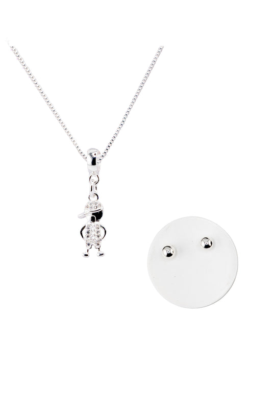 Conjunto Lisa Niño Baño de Oro Blanco y Microcircones