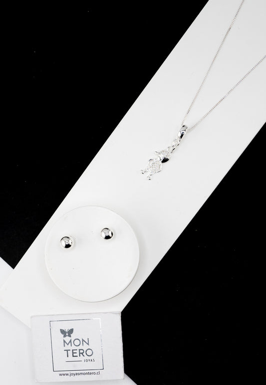 Conjunto Lisa Niño Baño de Oro Blanco y Microcircones