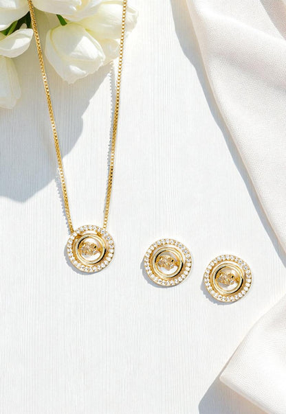 Conjunto Fiorella Gold24K Con Micro Circones