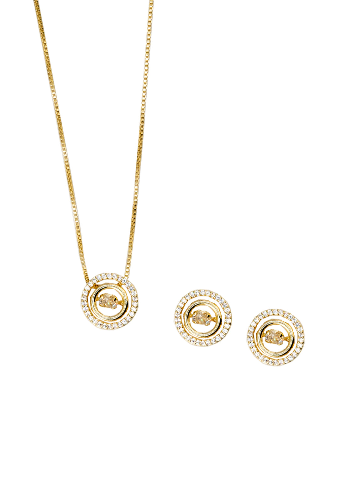 Conjunto Fiorella Gold24K Con Micro Circones