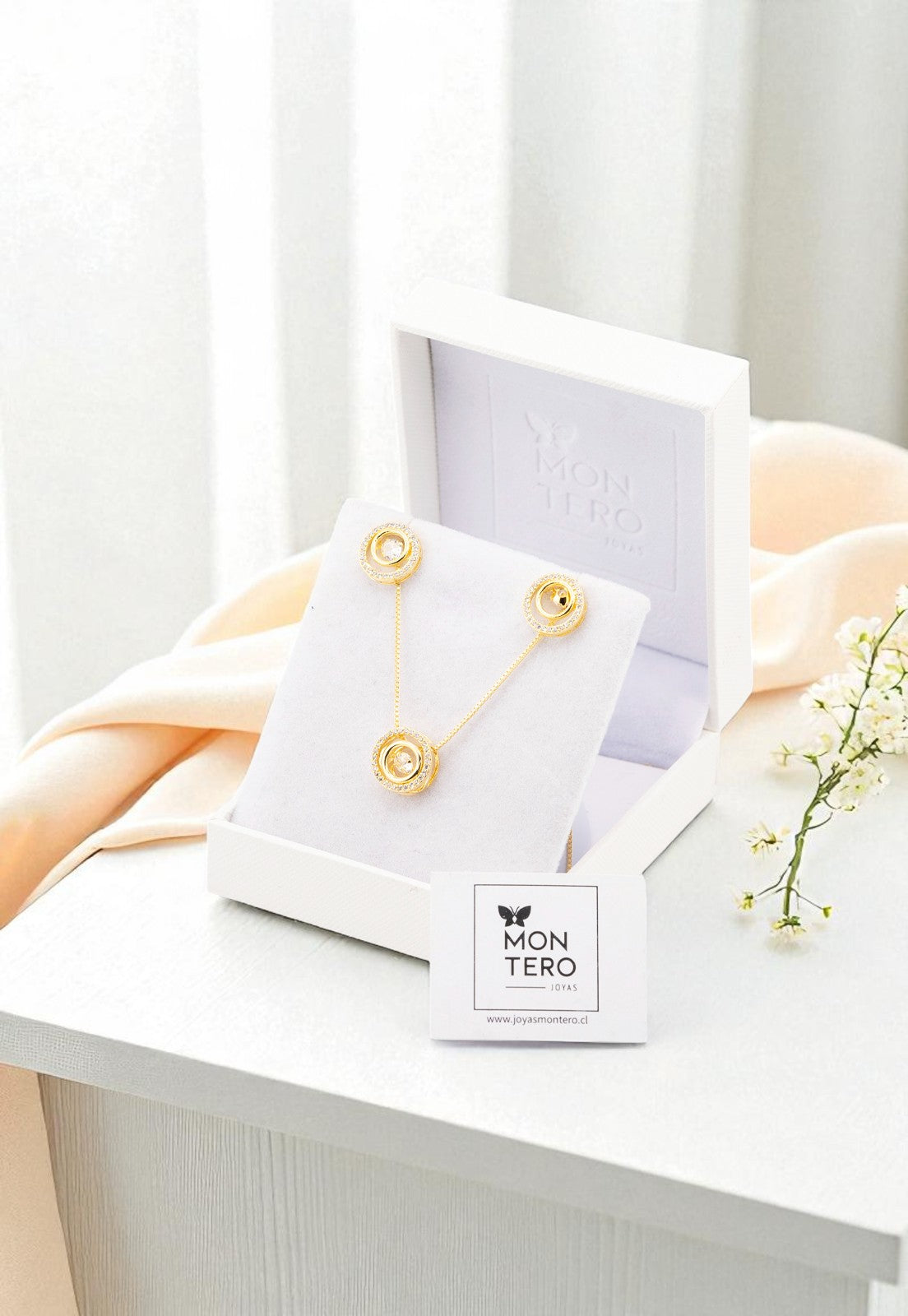 Conjunto Fiorella Gold24K Con Micro Circones