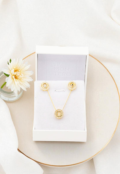 Conjunto Fiorella Gold24K Con Micro Circones