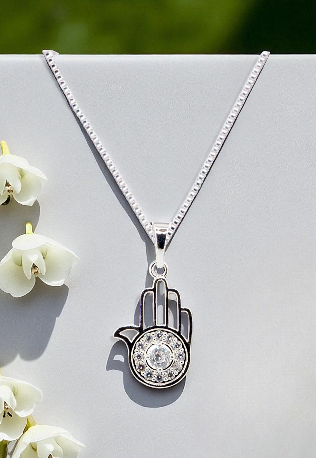 Collar Fatima Baño Oro Blanco