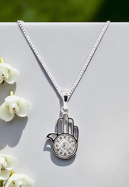 Collar Fatima Baño Oro Blanco