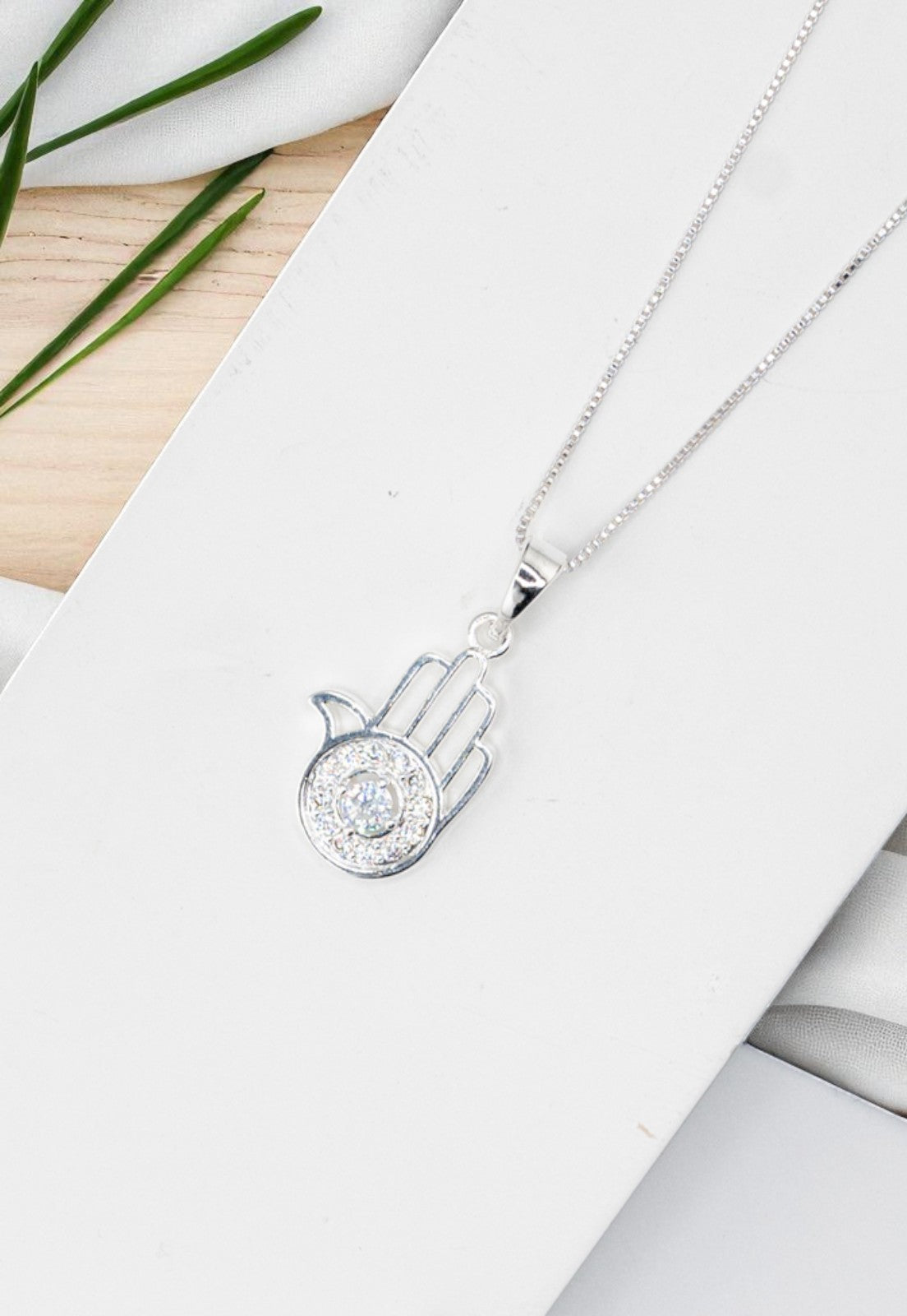 Collar Fatima Baño Oro Blanco