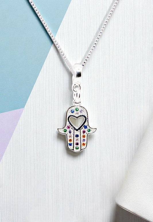 Collar Fatima Colores Baño Oro Blanco