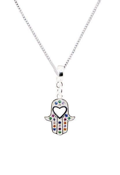 Collar Fatima Colores Baño Oro Blanco