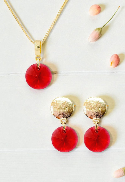 Conjunto Amelia Gold 24K Cristal Swarovski® Scarlet