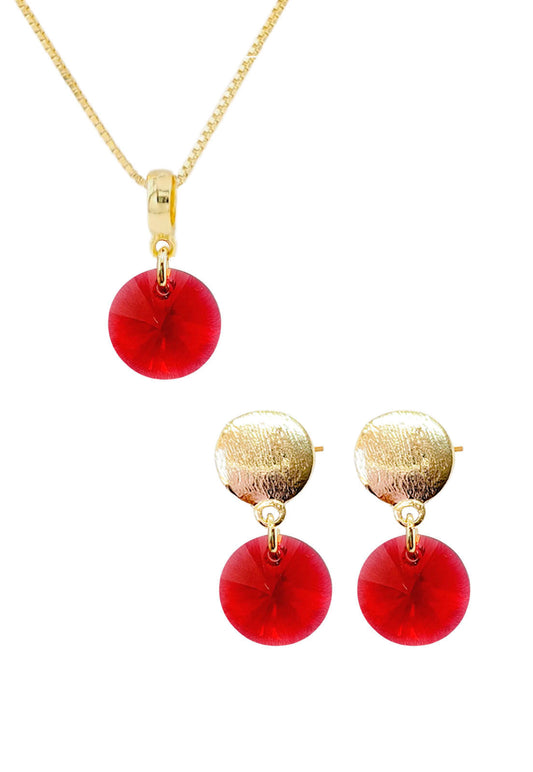 Conjunto Amelia Gold 24K Cristal Swarovski® Scarlet