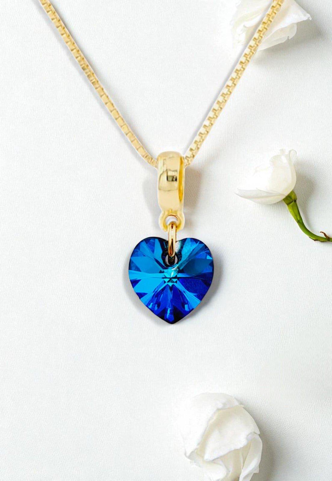 Collar Romance Gold 24K Cristal Genuino Bermuda Blue