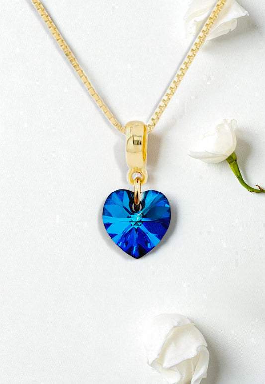 Collar Romance Gold 24K Cristal Genuino Bermuda Blue