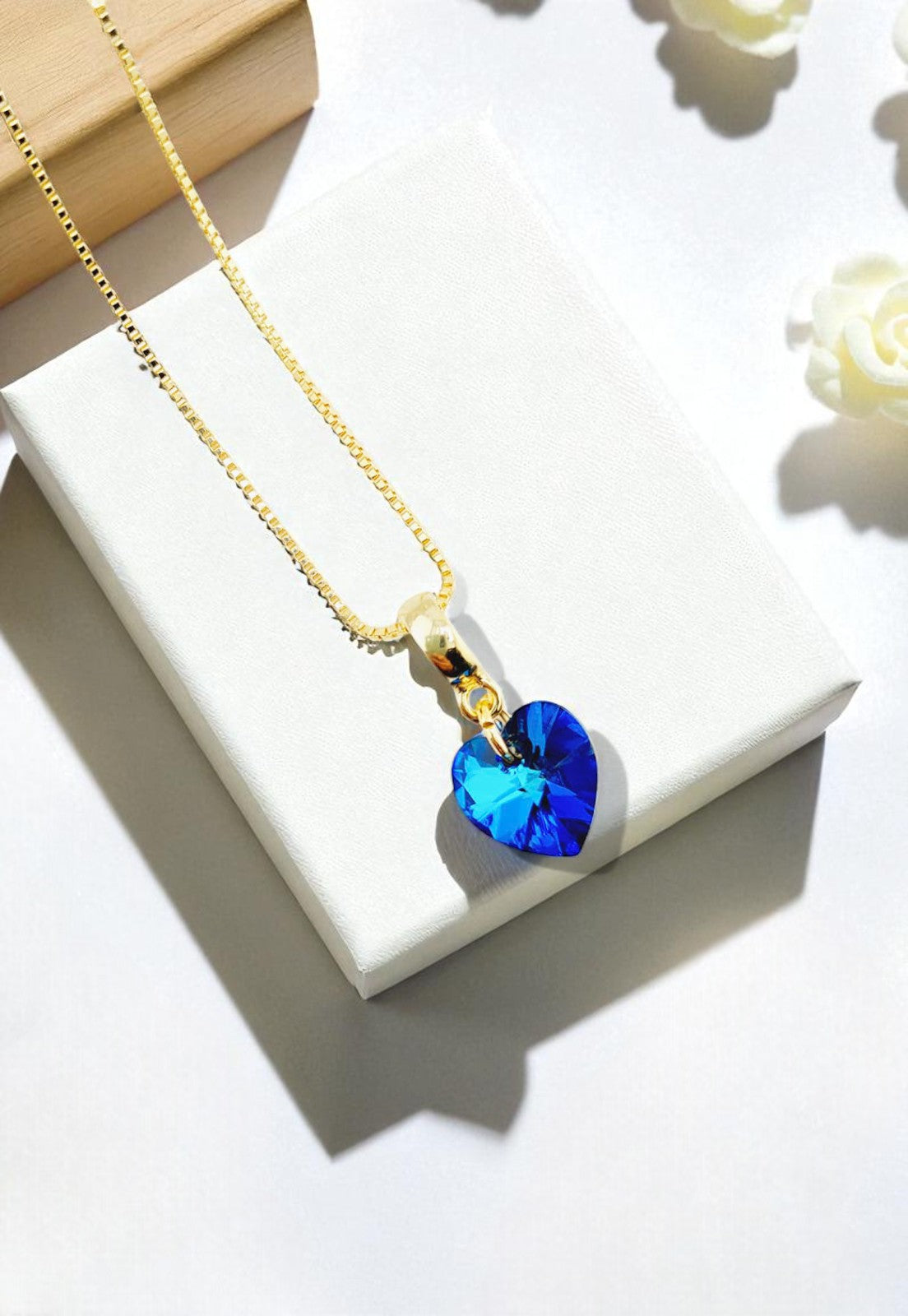 Collar Romance Gold 24K Cristal Genuino Bermuda Blue