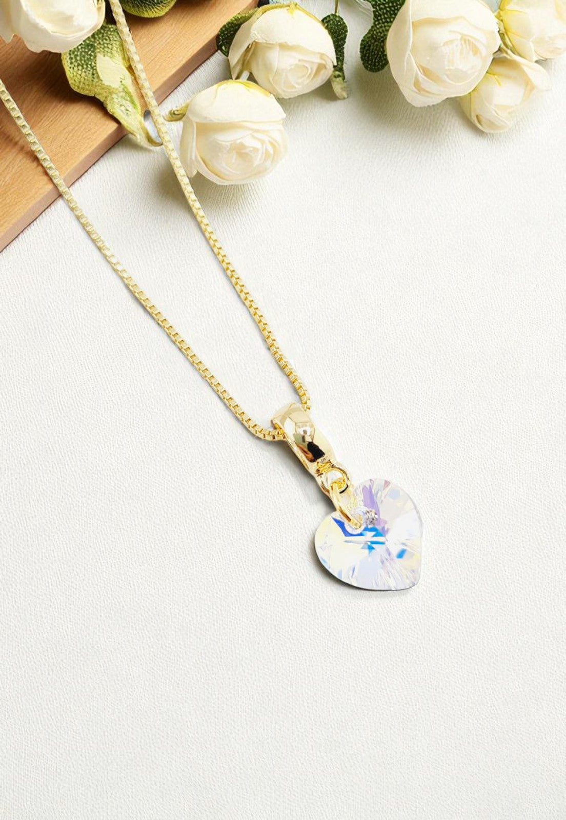 Collar Romance Gold 24K Cristal Genuino Aurora Boreal