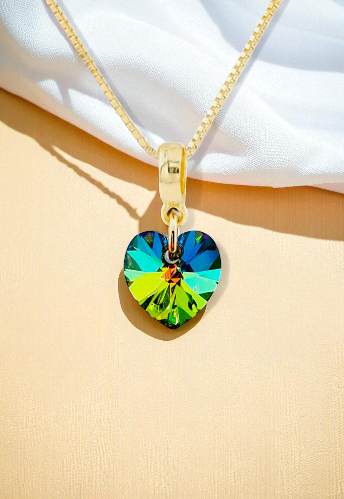 Collar Romance Gold 24K Cristal Genuino Vitral Medium