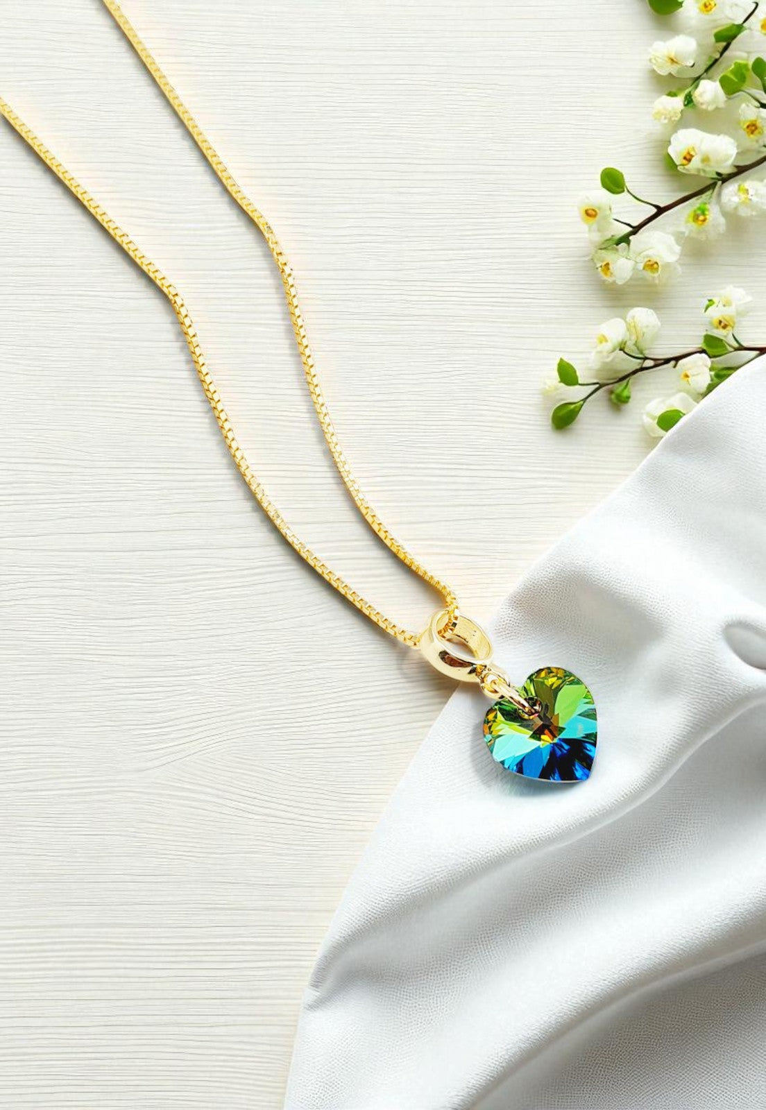 Collar Romance Gold 24K Cristal Genuino Vitral Medium