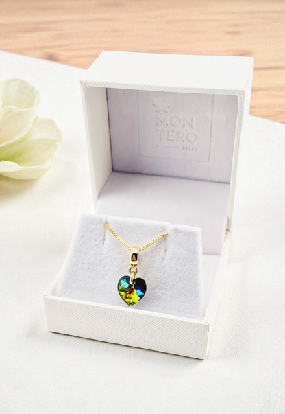 Collar Romance Gold 24K Cristal Genuino Vitral Medium