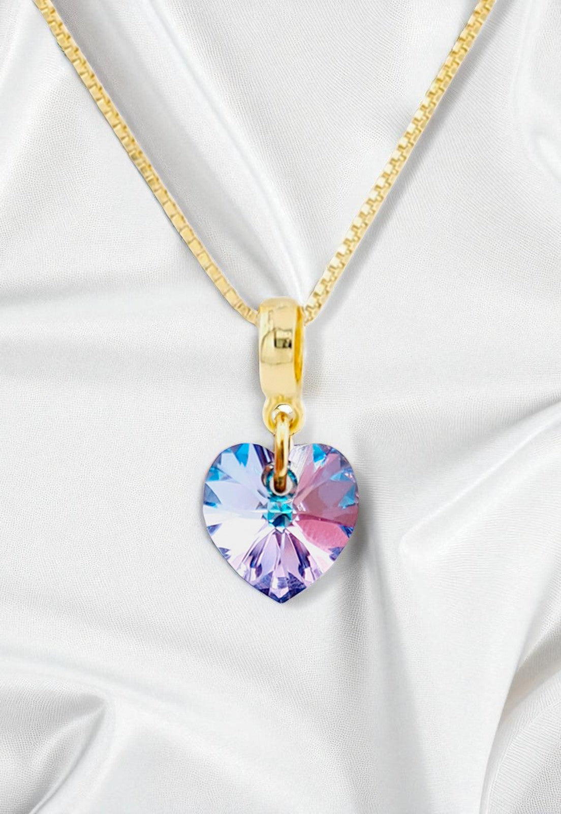 Collar Romance Gold 24k Cristal Genuino Vitral Light